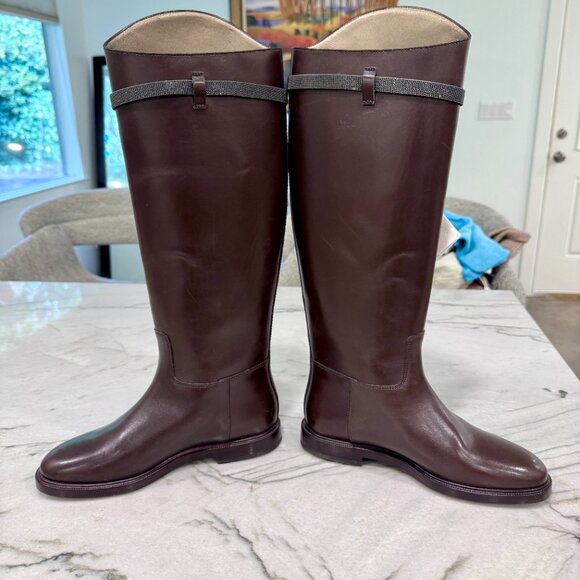 Brunello Cucinelli brown Leather Equestrian Riding Boots 36 - Picture 5 of 15